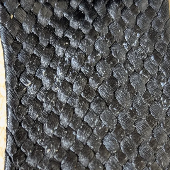 Vintage Woven Wide Straw Black Adjustable Belt.5" x 2 Oval Wooden Buckle - Picture 4 of 13